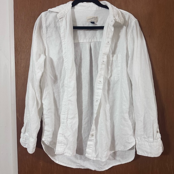 White universal threads linen buttondown Long Sleeve Shirt - Picture 2 of 4